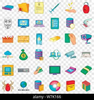 Virus Icons Set, Cartoon-Stil Stock Vektor