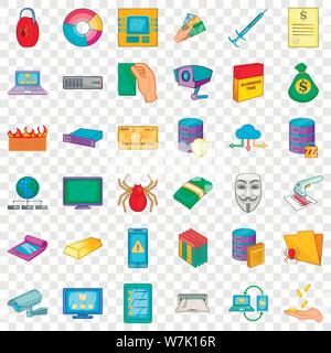 Information Security Icons, Cartoon Stil Stock Vektor