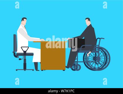 Arzt und behinderte Person. medizinische Mann besuchen und Behinderte Stock Vektor