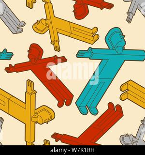 Mann ist das Fliegen Muster Nahtlose. Kerl breitete seine Arme an den Seiten und fliegt Stock Vektor