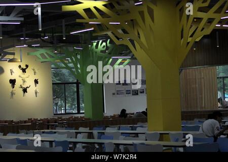 Studenten in den Wald-und-aviation-themed Kantine der Nanjing Universität für Luft- und Raumfahrt in Nanjing, in East China Jiangsu provinc Stockfoto