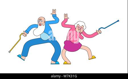 Alte Menschen tanzen. Großvater und Großmutter sind Tänzer. Senioren disco Stock Vektor