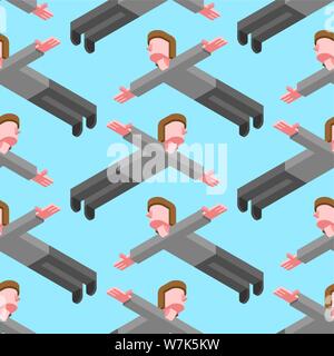 Mann ist das Fliegen Muster Nahtlose. Kerl breitete seine Arme an den Seiten und fliegt Stock Vektor