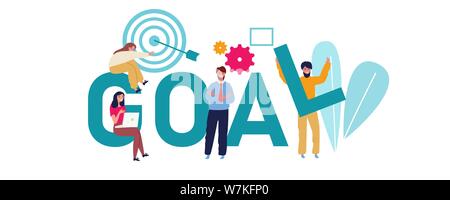 Das Ziel Das Konzept Die Unternehmer streben das Ziel. Team zusammen arbeiten ziel Abbildung zu erreichen. Stock Vektor