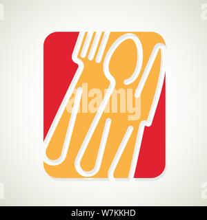 Logo von einem Café oder Restaurant aus Gabel, Löffel und Messer. Stock Vektor