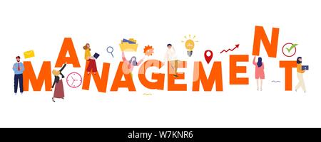 Management Konzept mit kreativen Glühbirne Idee und Team zu funktionieren... zusammen Zusammenarbeit Business Management Projekt, Vector Illustration modernes Design Stock Vektor