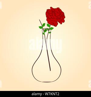 Rote Rose in einer Vase, isoliert. Vector Illustration Stock Vektor
