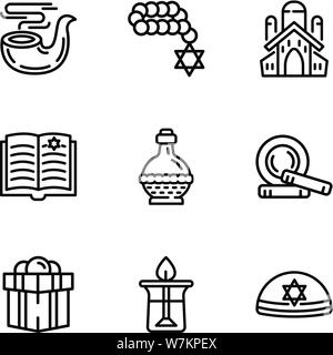 Judentum Icon Set. Umrisse Set von 9 Judentum Vector Icons für Web Design auf weißem Hintergrund Stock Vektor