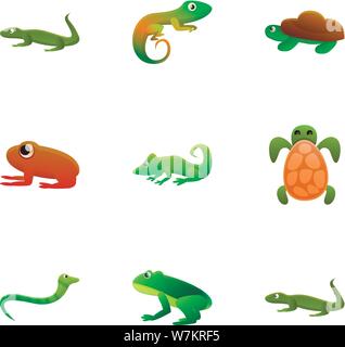 Zoo reptile Icon Set. Cartoon Set von 9 Zoo reptile Vector Icons für Web Design auf weißem Hintergrund Stock Vektor