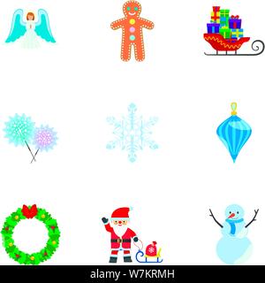 Winter Weihnachten Symbol gesetzt. Flache Set von 9 Winter Weihnachten Vector Icons für Web Design auf weißem Hintergrund Stock Vektor