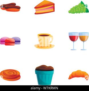 Französisch Essen Icon Set. Cartoon Set von 9 Französisch Essen Vector Icons für Web Design auf weißem Hintergrund Stock Vektor