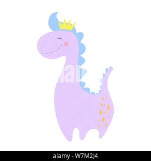 Niedliche Dinosaurier Baby Mädchen drucken Prinzessin mit Krone Stock Vektor
