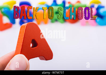 Schreiben Würfel von Alphabet aus Holz Stockfoto