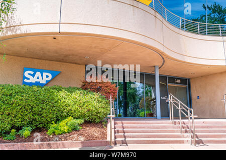 August 5, 2019 in Palo Alto/CA/USA-SAP-Office Campus in Silicon Valley; SAP-SE ist eine deutsche multinationale Software Corporation entwickelt Stockfoto