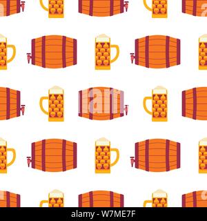 Beer Fest Hand gezeichnet flachen Farbe Vektor nahtlose Muster Stock Vektor
