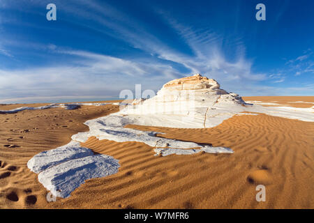 Gips in Sanddünen, Erg Murzuk, der Libyschen Wüste, Libyen, Sahara, Nordafrika, November 2007 Stockfoto