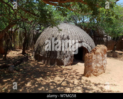 Zulu Hütte bei Shakaland Zulu Cultural Village, Eshowe, Kwazulu Natal, Südafrika Stockfoto