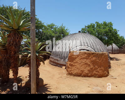 Zulu Hütte bei Shakaland Zulu Cultural Village, Eshowe, Kwazulu Natal, Südafrika Stockfoto