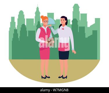 Fachleute Arbeiter Paar lächelnde Cartoons Stock Vektor