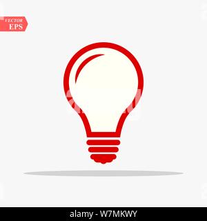 Rote Lampe Vektor icon. Beleuchtung Elektrische Lampe. Strom, glänzen. Glühlampe Symbol Vektor, auf Hintergrund isoliert. Glühbirne icon-Idee Zeichen, s Stock Vektor