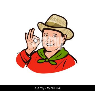 Porträt einer Frau Bauer. Landwirtschaft, Landwirtschaftliche Konzept. Vector Illustration Stock Vektor