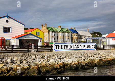 Port Stanley, die Hauptstadt von den Falkland-Malwinen; East Falkland, Falkland Inseln, Süd Atlantik. Februar 2007. Stockfoto