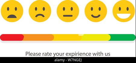 Feedback oder Qualitätskontrolle. Bewertung Stimmung, mit einem Lächeln, emoji oder Lächeln. User Review von Service. Vector Icons positiv, neutral und traurig. Stock Vektor