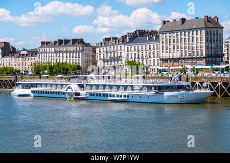 Nantes, Frankreich - Mai 12, 2019: Das kreuzfahrtschiff Loire Prinzessin bei einem Zwischenstopp in Nantes, Frankreich günstig Stockfoto