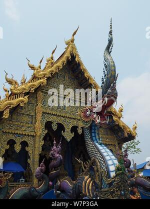 Wat Rong Suea 10, Blau Tempel Chiang Rai, Thailand Stockfoto