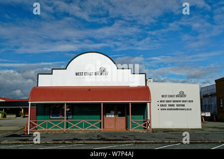 Westport, Buller Bezirk/Neuseeland - Juli 20, 2019: Westküste Brauereigebäude. Stockfoto