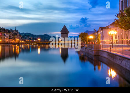 In der Nacht Luzern, Schweiz Stockfoto