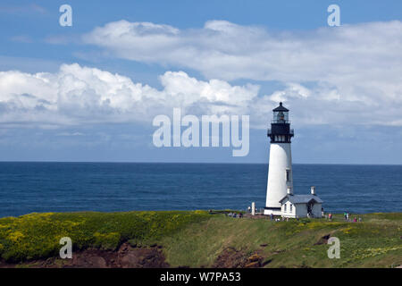 Yaquina Head Lighthouse thront auf einer Klippe über dem Pazifischen Ozean in Yaquina Head hervorragende natürliche Umgebung in der Nähe von Newport, Oregon, USA, Juni 2012 Stockfoto