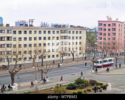 Stadt Straßen in Hamhung, Second City, der Demokratischen Volksrepublik Korea (DVRK), Nordkorea 2012 Stockfoto