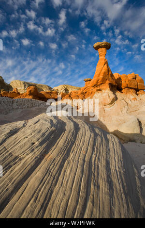Fliegenpilz Hoodoos und erodierten Sandsteins Landschaft. Grandstaircase-Escalante National Monument, Utah, USA Stockfoto