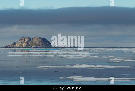 Waldonaye Insel und Packeis, Svalbard, Juli 2010. Exlibris von Danny's Grün" Die lange Reise nach Norden" Stockfoto