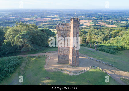 Areial Ansicht von Leith Hill Tower auf der Surrey Hills in der Nähe von Dorking surrey Stockfoto