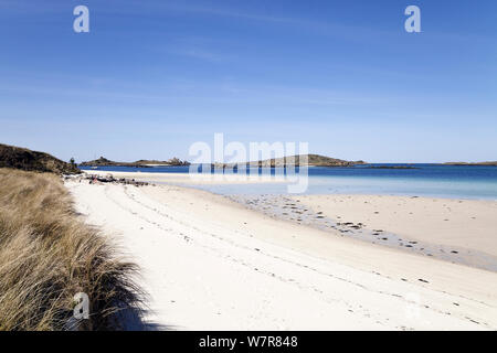 Blockhaus Strand, Tresco, Isles of Scilly, Cornwall, England, UK, Mai 2012. Stockfoto