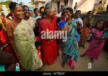 Frauen Selbsthilfe Gruppe Morning Star in der Nähe von Pulicat See, Tamil Nadu, Indien, Januar 2013. Stockfoto