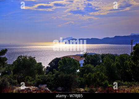 Sonnenuntergang am Cap de la Neu, Javea, Costa Blanca, Spanien Stockfoto