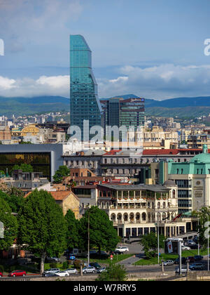 Skyline mit historischen Stadt und Bitmore Hotel + Radisson, Rustaveli, Tiflis, Georgien, Europa Stockfoto