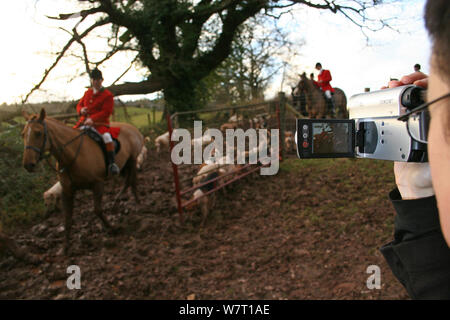 Jagd-Saboteur Dreharbeiten South Herefordshire jagen, Herefordshire, UK Stockfoto