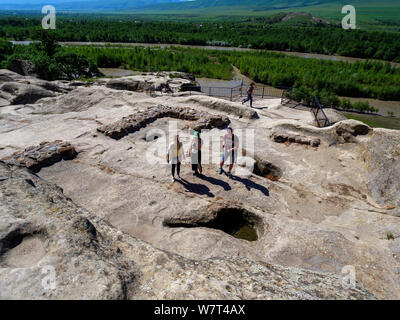 Toilette, späthellenistische Anlage, Höhlenstadt Uplisziche - Uplistsikhe, Innerkartlien, Georgien, Europa-WC, späte hellenistische Cave City Upliszic Stockfoto