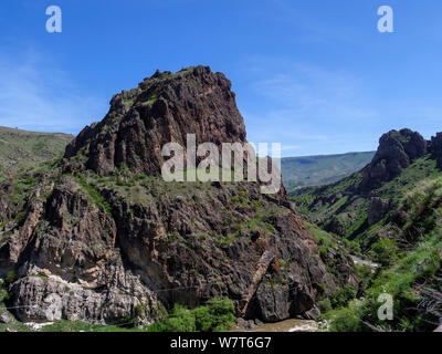 Tal des Flusses in der Nähe von Mktwari-Kura Aspindsa, Samzche-Dschawacheti, Georgien, Europa Stockfoto