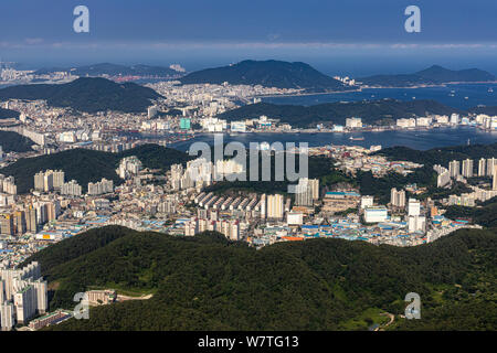 Busan, Korea - Juni 22, 2019: Luftaufnahme von Busan Stockfoto