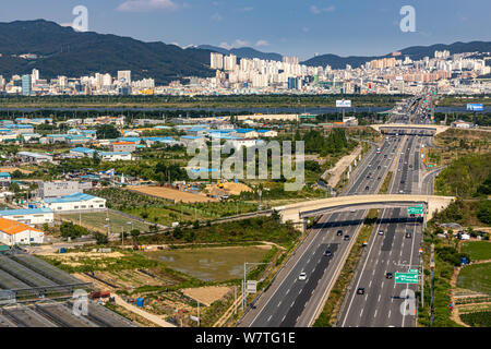 Busan, Korea - Juni 22, 2019: Luftaufnahme von Busan Stockfoto