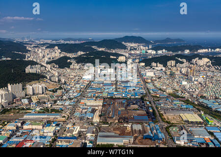 Busan, Korea - Juni 22, 2019: Luftaufnahme von Busan Stockfoto