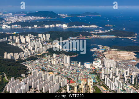 Busan, Korea - Juni 22, 2019: Luftaufnahme von Busan Stockfoto