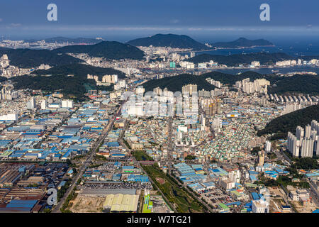 Busan, Korea - Juni 22, 2019: Luftaufnahme von Busan Stockfoto