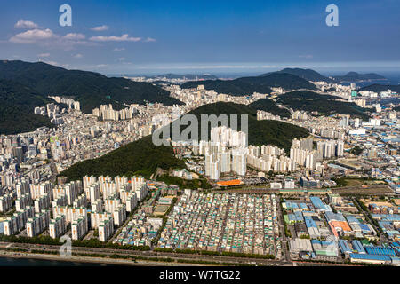 Busan, Korea - Juni 22, 2019: Luftaufnahme von Busan Stockfoto