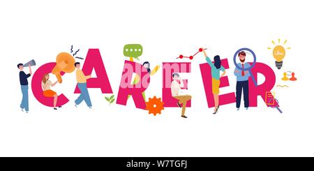 Karriere Wort Konzept von Gebäude Arbeitsplätze in Unternehmen Team professionelle patch Wachstum Einstellung und Chancen Stock Vektor